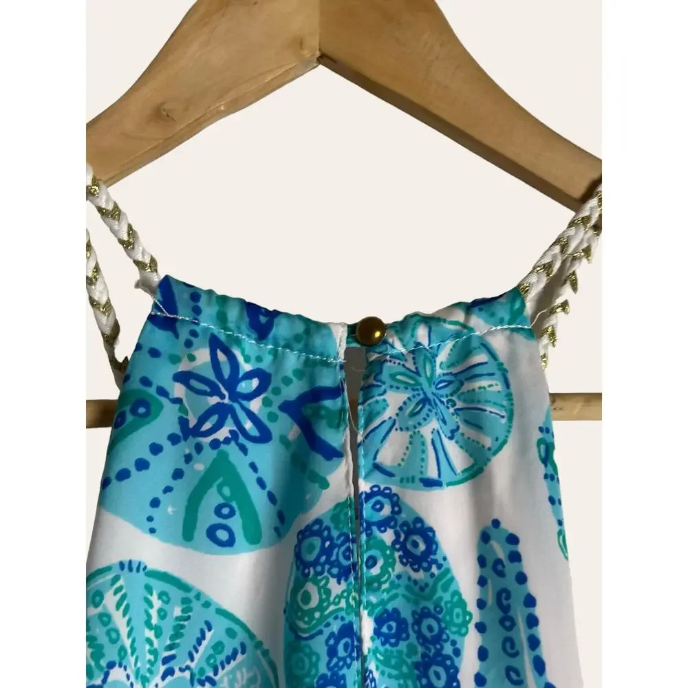 Lilly Pulitzer for Target Sea Urchin Blue Sand Dollar Pleated Halter Top Size S